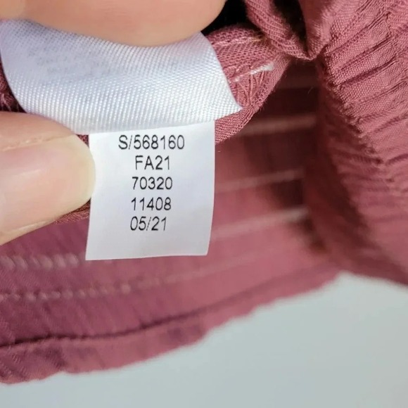 LOFT NEW Mauve Tiered Tie V-Neck V-Back Crinkle Gauze Swing Shirt Top SZ Large - Picture 10 of 13